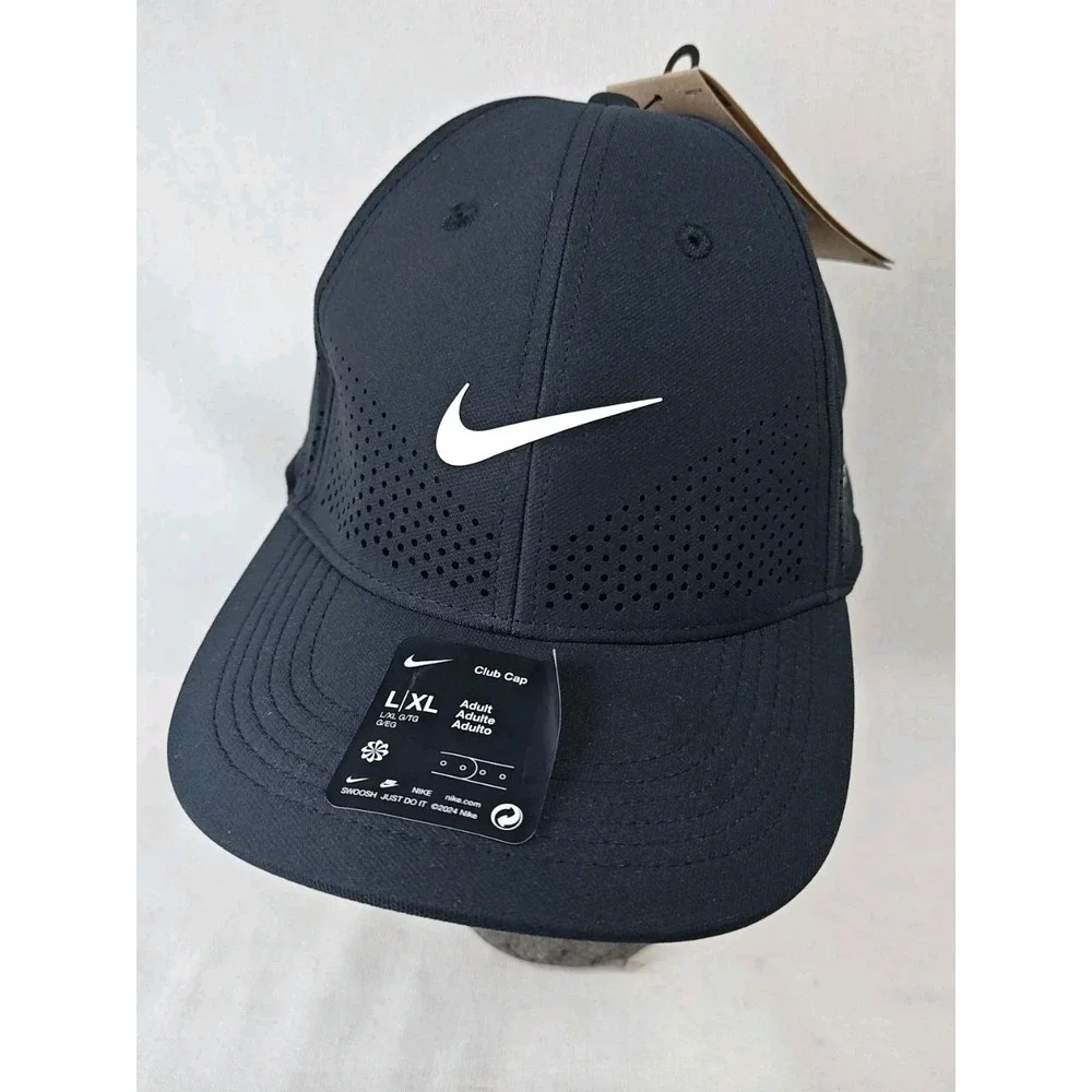 NWT Nike Dri-Fit Club Cap Swoosh Tennis Hat Black‎ Sz L/XL FB5636-010 Adjustable